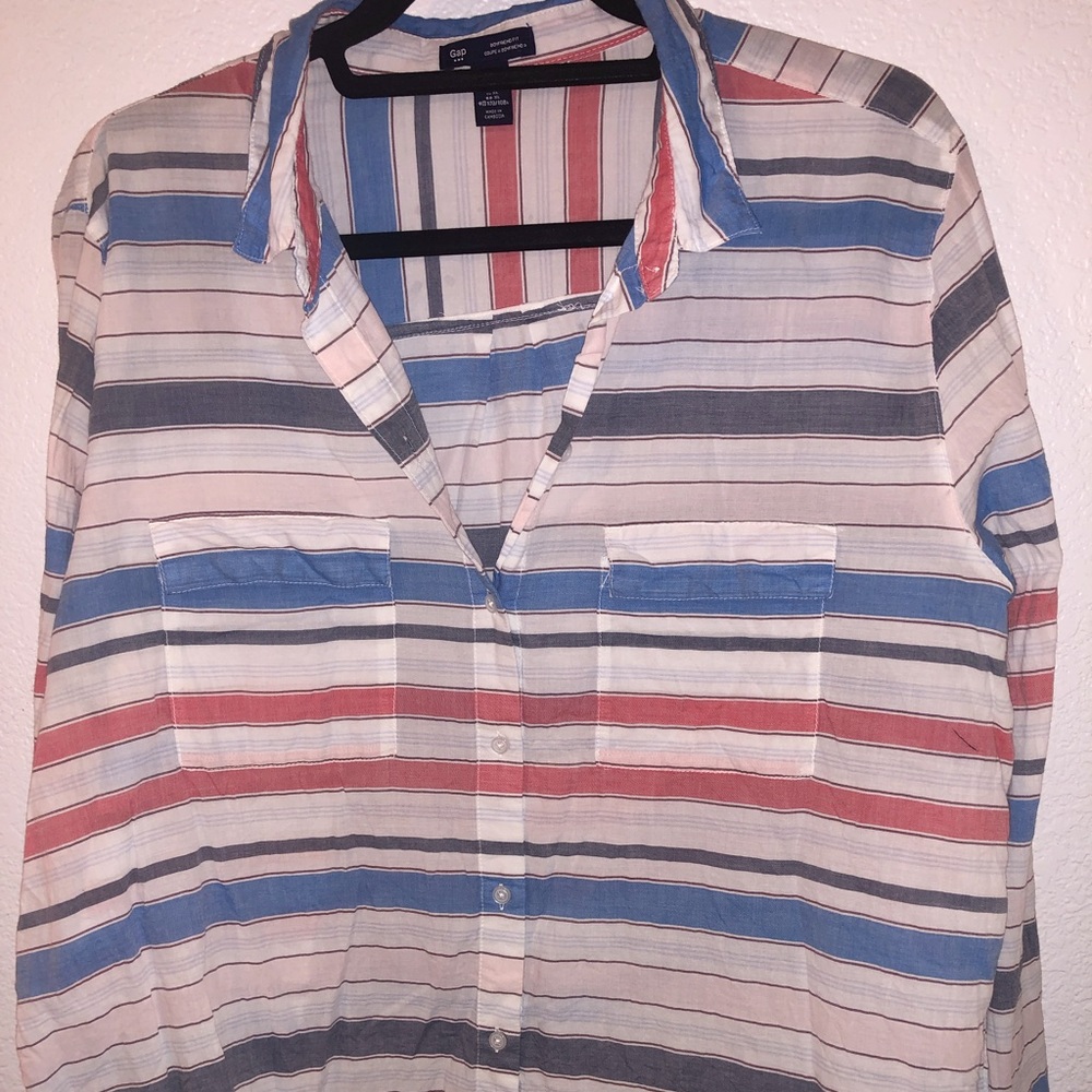 Long sleeve striped “linen” shirt